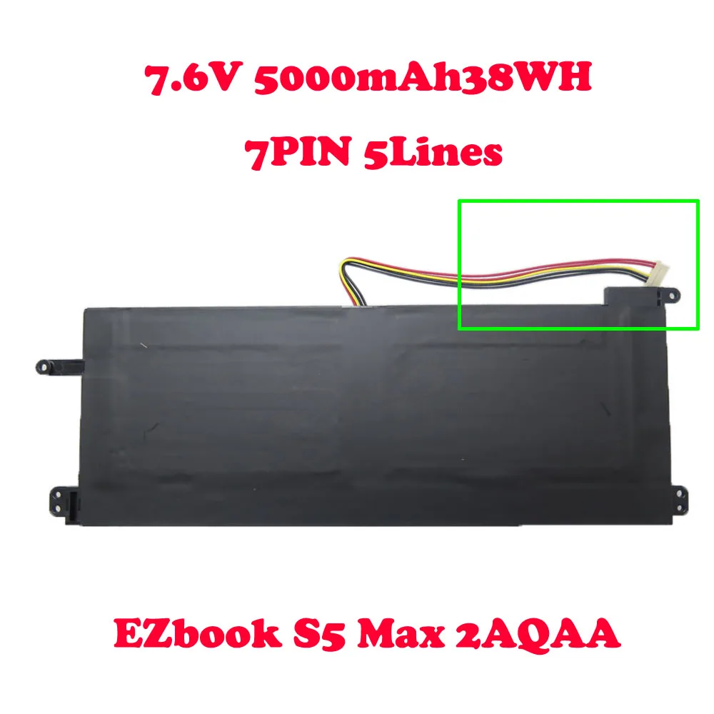 Laptop Battery For Jumper EZbook S5 Max 2AQAA 7.6V 5000mAh 38WH 7PIN 5Lines EZBOOKS5MAX New S5 Max 1 3 4