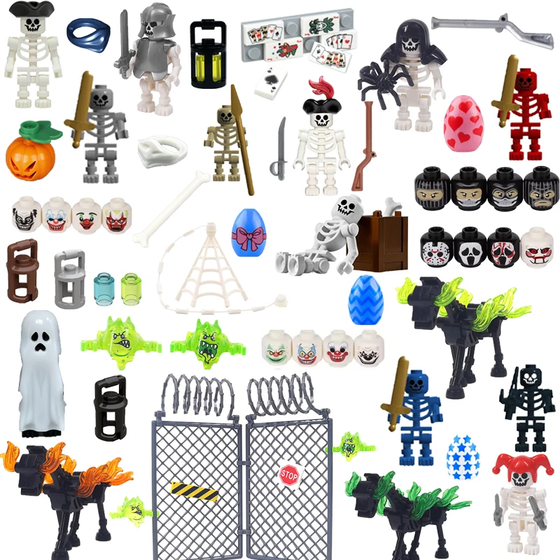 MOC Halloween Skeleton Army Mini Doll Building Blocks DIY Assembled Building Blocks Character Doll Skeleton Horse Ornaments Toy