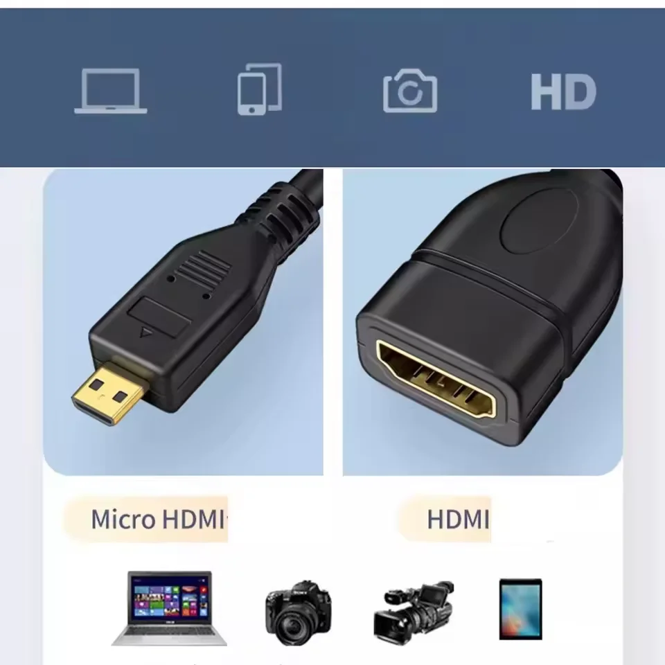 Micro HDMI-compatible Cable Male To HDMI-compatible HD Female Adapter Convertor Micro-HDMI to HDMI-compatible Extension Cable