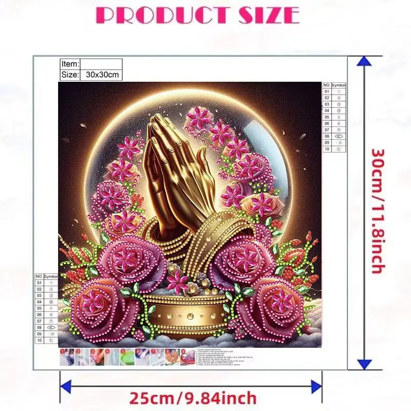 GATYZTORY 5D DIY Diamond Painting Kit Abstract Flower Hand DIY Special Shaped Drill Diamond Mosaic Art Home Decor Religious Gift