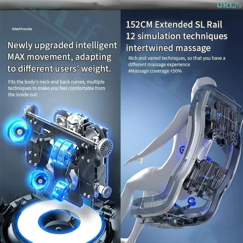 Poltrona da massaggio di lusso con riscaldamento lombare 4D Airbag per tutto il corpo SL Track Divano da massaggio Sedia da ufficio per casa a gravità zero 3D