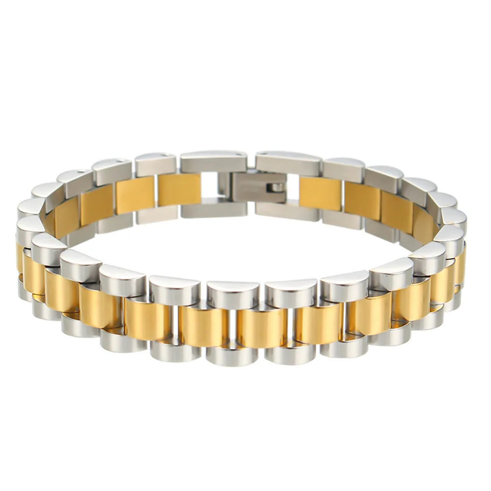 INS Edelstahl-Uhrenarmband 10mm Silberfarben Titanstahl Herrenarmband Hip-Hop Mode Schmuck Accessoires – Detail 5
