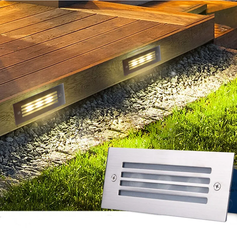 Luz de paso LED para interior y exterior, luz de escalera impermeable, empotrada en la pared, luz subterránea para cubierta, 85-265V, IP67