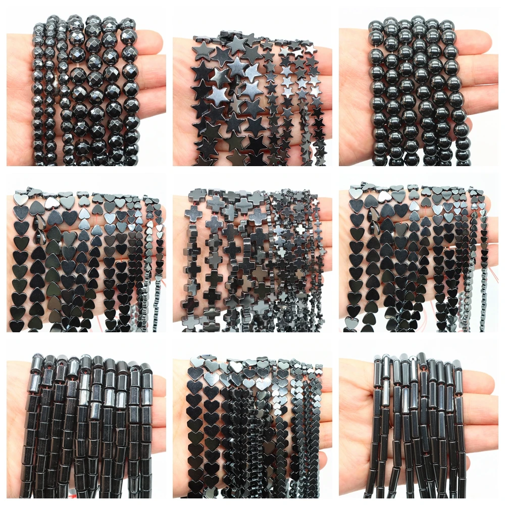 

Natural Black Hematite Stone Star Love Heart Loose Spacer Beads For DIY Jewelry Making Bracelet Necklace Accessories Wholesale