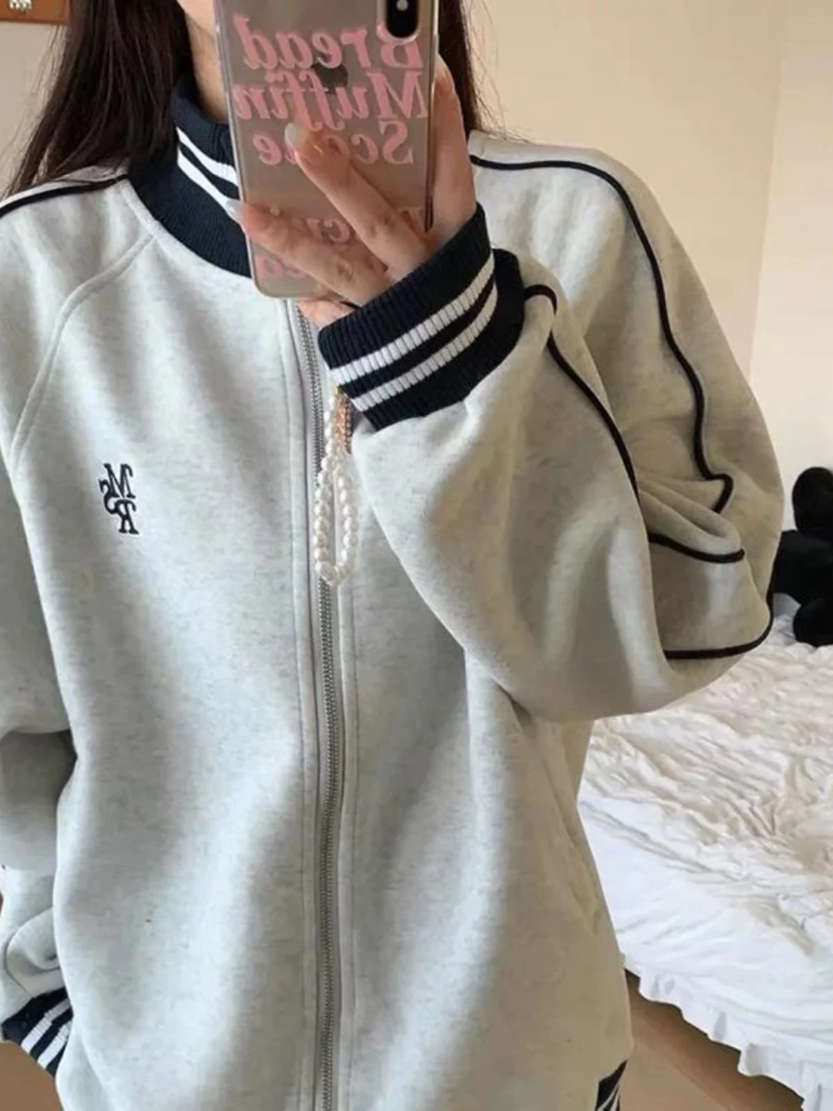 

Baseball Jackets Navy Womens Summer-Autumn Cargo Style Knitwear Windproof Softshell Kpop Waterproof Zipper Petite Crop Decorated