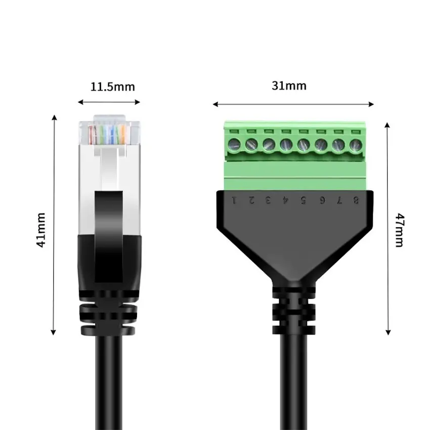 

RJ45 Ethernet Male To 8 Pin AV Terminal Screw Adapter Converter Block Plug Cable For CCTV DVR Camera