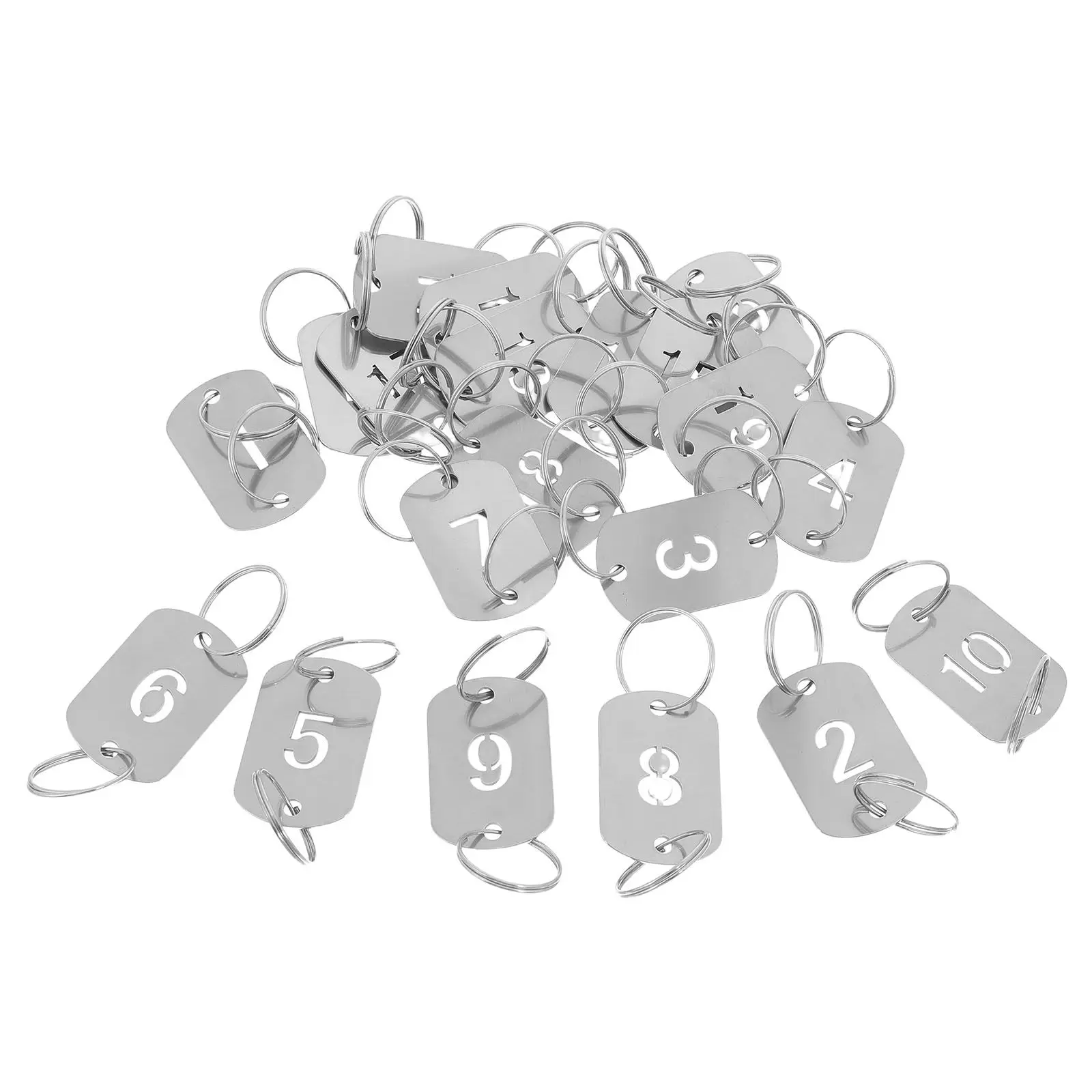 20Pcs Stainless Steel Hollowed Number Tags Double Hole Key Labels for Hotels Offices Dorm Dorms Lockers Metal Tags