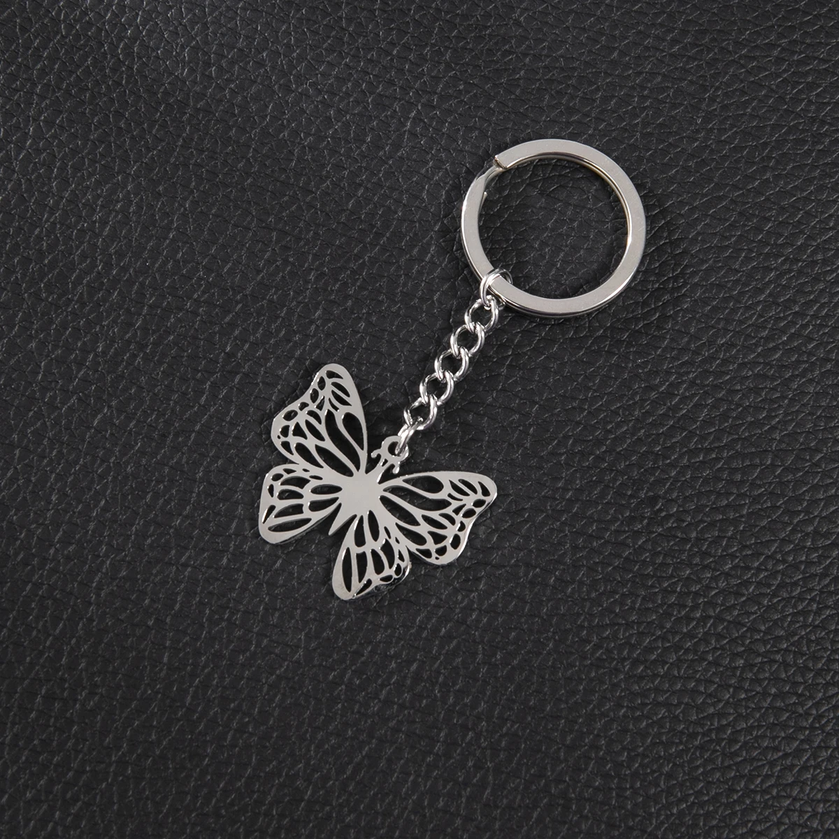 Mini Animal Butterfly Shaped Pendant Keychains For Women Hollow Heart Stainless Steel Metal Keyring Handbag Diy Handmade Jewelry
