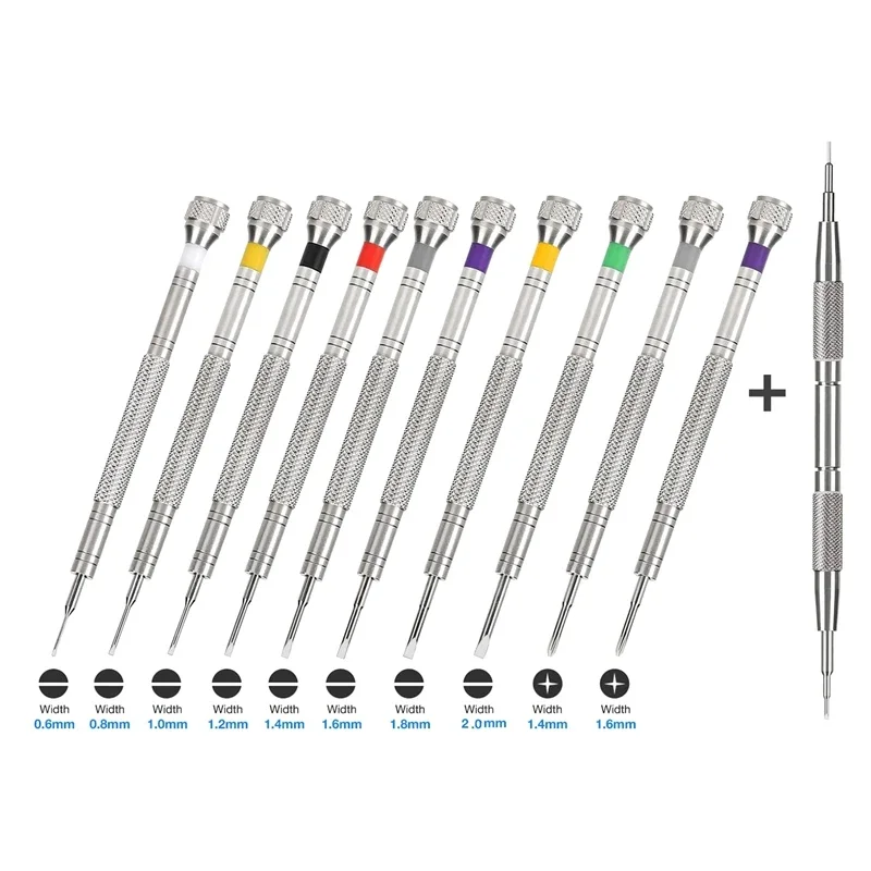 B-M 10PCS Professional Watchmaker Screwdriver + 1PCS Spring Bar Tool, Watch Screwdriver For Watch Repair, Eyeglasses Repair