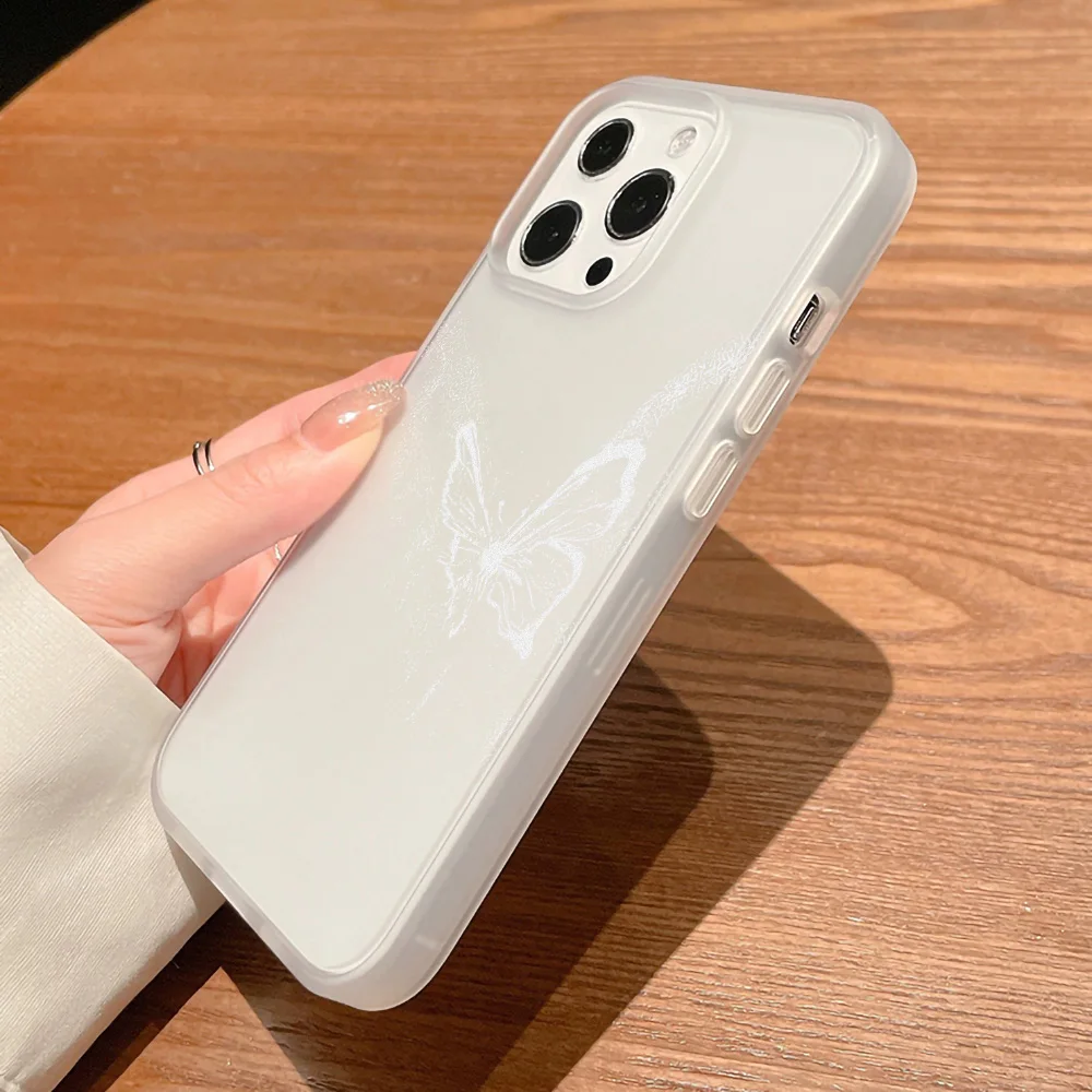 Casing Ponsel Kupu-kupu Estetika untuk iPhone 13 Casing iPhone 16 14 11 12 15 Pro Max 13 12 Mini Ultra Tipis Penutup Matte Lembut Funda