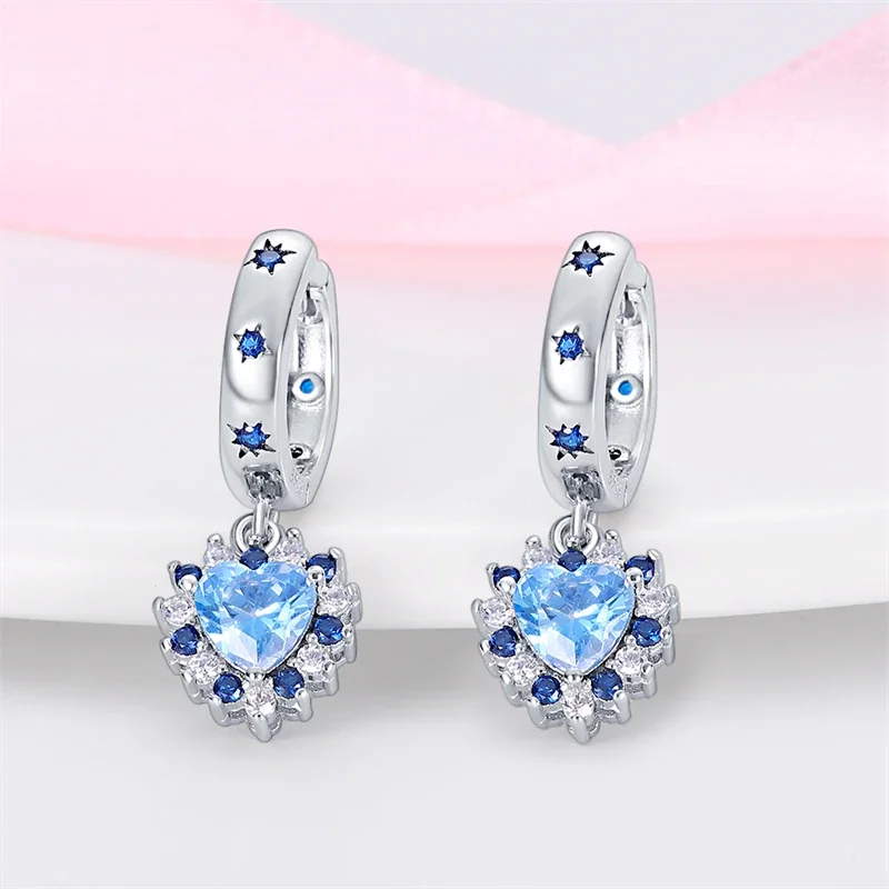 Boucles d'Oreilles Romantiques en Argent Sterling 925 pour Femme, Flocon de Neige, Étoile Brillante, Noël, Hiver, Bijoux Exquis pour ixde Mariage