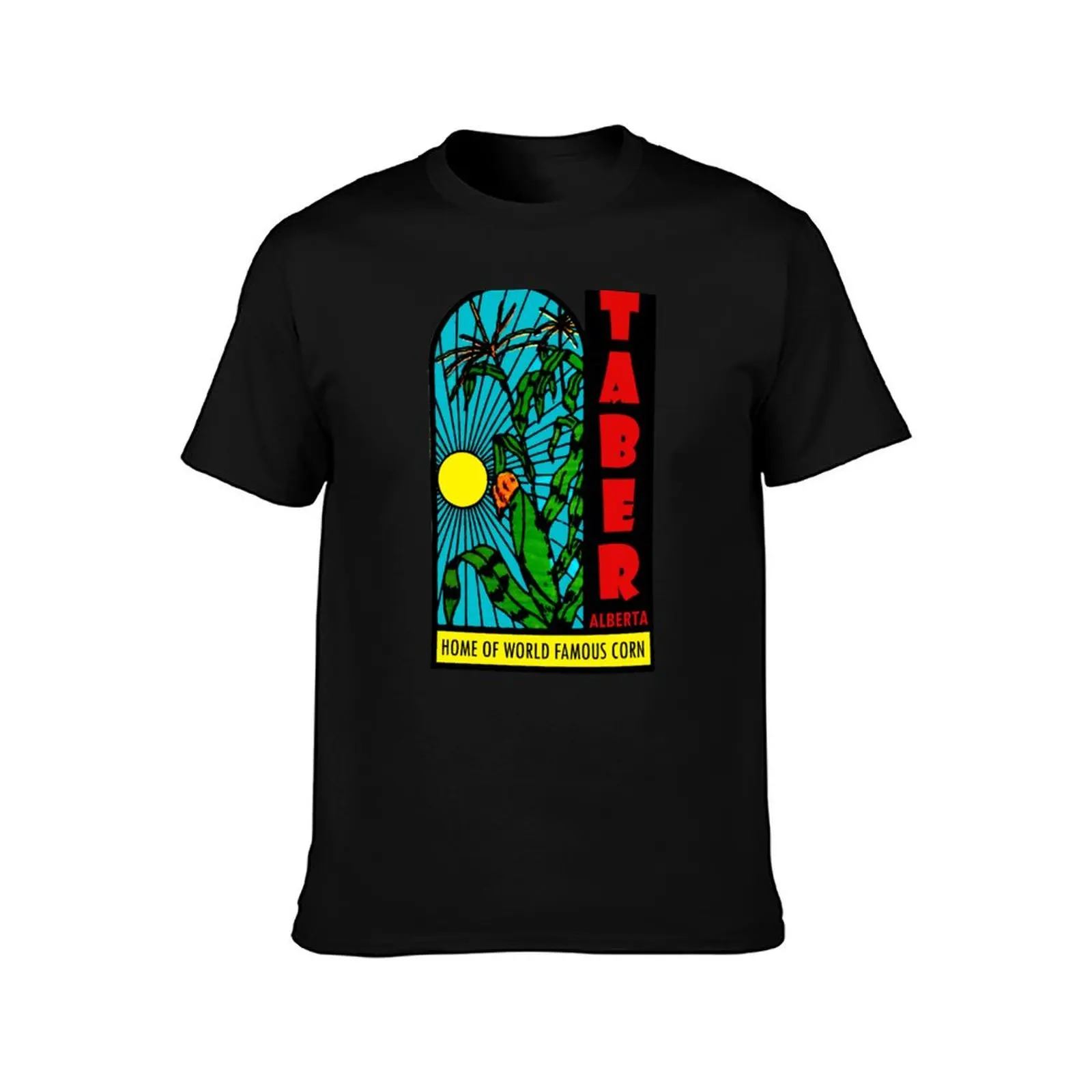 Taber Alberta Corn Vintage Travel Decal T-Shirt Basic Crew Neck Short Sleeve Top