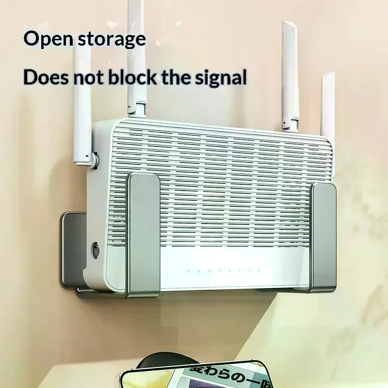 Wall Mount Router Power Strip Holder Carbon Steel Multifunctional Wifi Placement Rack Space Saving No Drill Wall Support Bracket