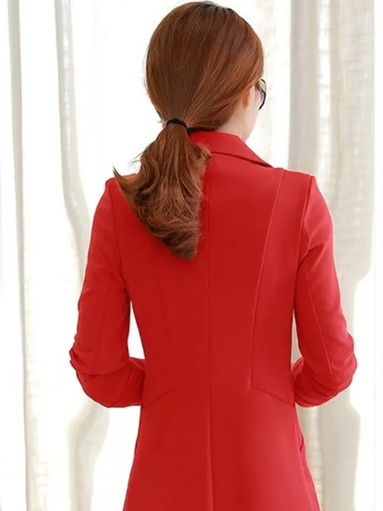 Blazer Women Solid Color Long Sleeves Temperament Business Single-breasted Fashion Office Casual Elegant Blazer New V1516