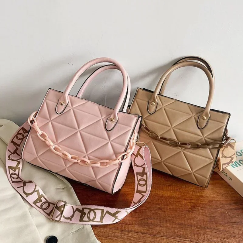 

Женская сумка через плечо большой емкости с цепочкой, женская сумка через плечо, модная сумка для девочек, украшение с бриллиантами, материал из искусственной кожи