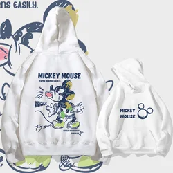 Disney mickey mouse moletom com capuz para jovens homens e mulheres marca de moda solta ombro caído manga longa topos