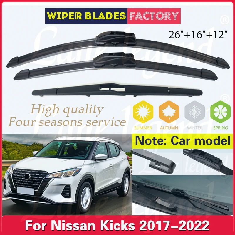 For Nissan Kicks 2017 2018 2019 2020 2021 2022 Front Rear Wiper Blades Windshield Windscreen Window Cutter Accessories 26\