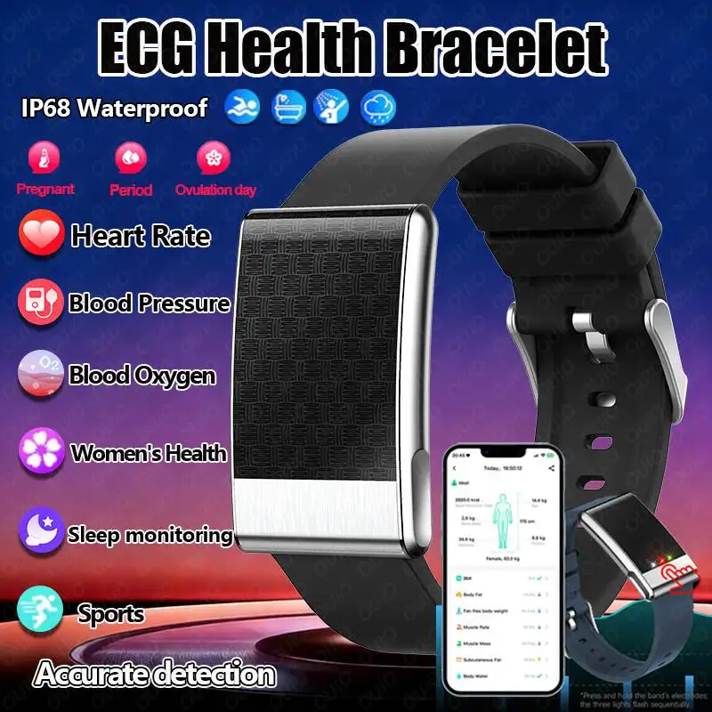 

New Accurate ECG Smart Bracelet Screenless Body Fat Blood Pressure Monitoring Women's Health Exercise Mode Healthy Smartbracelet