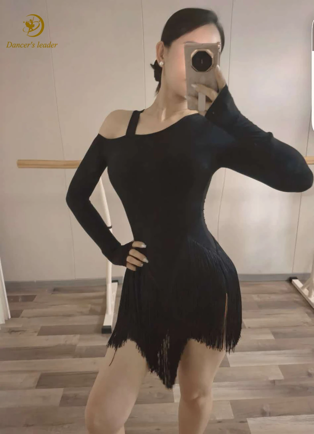 Latin Dance Adult And Children's Dress With High-End Shoulder Straps And Tassel Hem, Perfect For Professional Dance Attire