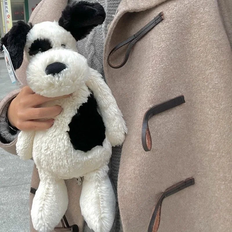 Peluche Cane Pirata Laford 30-45cm - Bianco e Nero, Morbido Cuscino da Abbraccio, Giocattolo per Divano, Compagno di Comfort per il Sonno, Regalo
