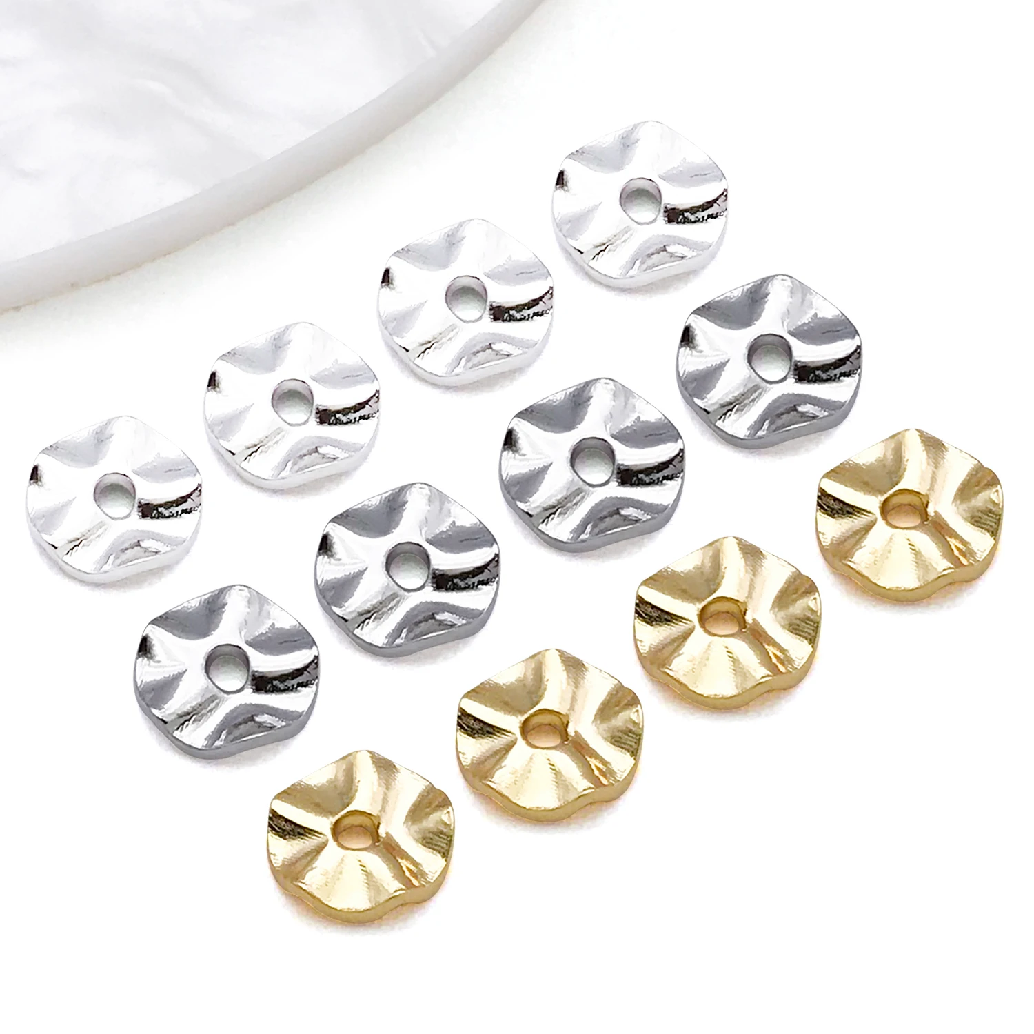 20 قطعة 18K الذهب الحقيقي مطلي النحاس خزر عازل ، فاصل متموج ل سوار ذاتي الصنع قلادة أقراط صنع المجوهرات اكسسوارات #3