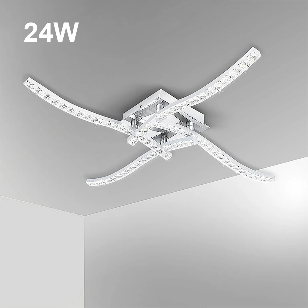 

18W 24W LED Ceiling Light Curved Design AC85-265V 3 4 Lights Bar for Kitchen Living Room Modern Indoor Lamp Home Decoration