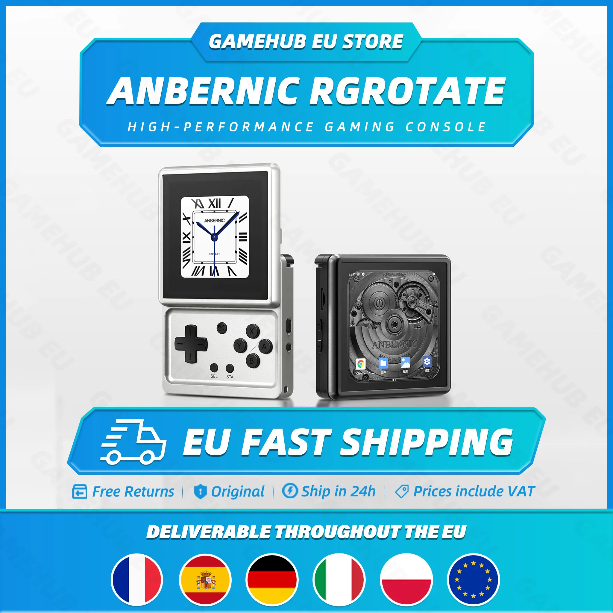 Console de jeu portable rotative ANBERNIC RG, écran IPS rotatif de 3,5 pouces, Android, alliage d'aluminium, 2000 mAh, lecteur de jeux rétro portable AI