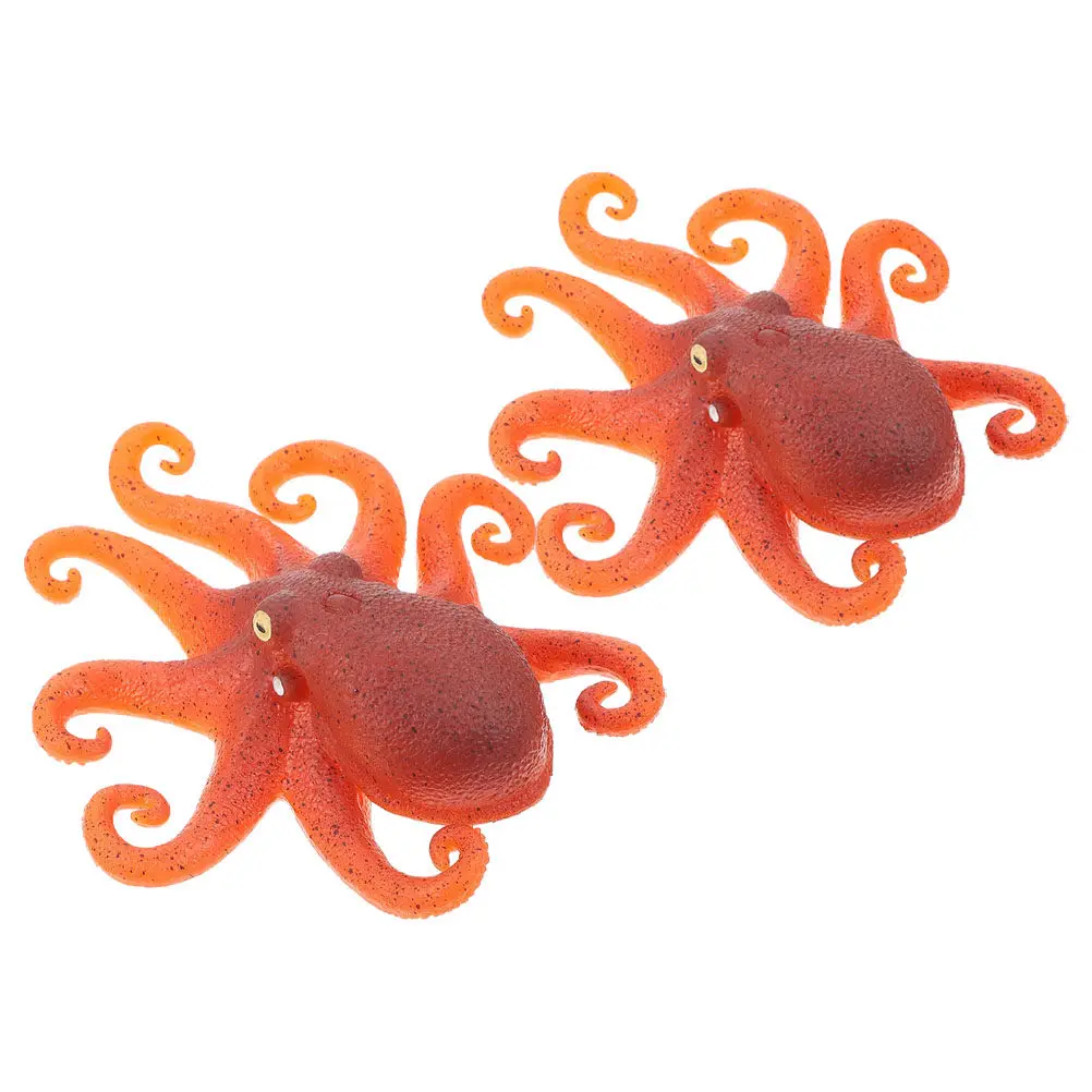 2Pcs Realistic Simulation Octopus Decoration Plastic Marine Animal Figure for Bedroom Playroom Study Cognitive Learning