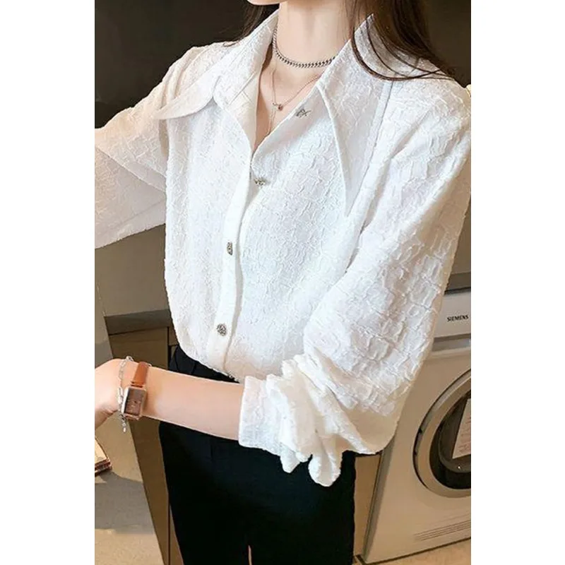 

Шифоновая рубашка, женская ранняя весна, новая рубашка, весна-лето, свободный внутренний топ с длинными рукавами