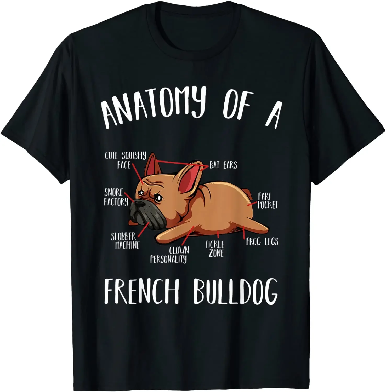 

Anatomy of A French Bulldog Funny Dog Lovers Gift T-Shirt 100% Cotton O-Neck Summer Short Sleeve Casual Mens T-shirt Size S-3XL
