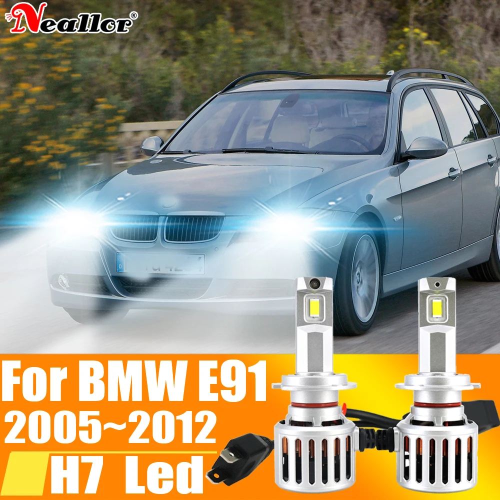 

2pcs High Power H7 Led Light Canbus No Error 6000K White Car Headlight Bulb Moto Turbo Diode Lamp 12v 55w For BMW E91 2005~2012