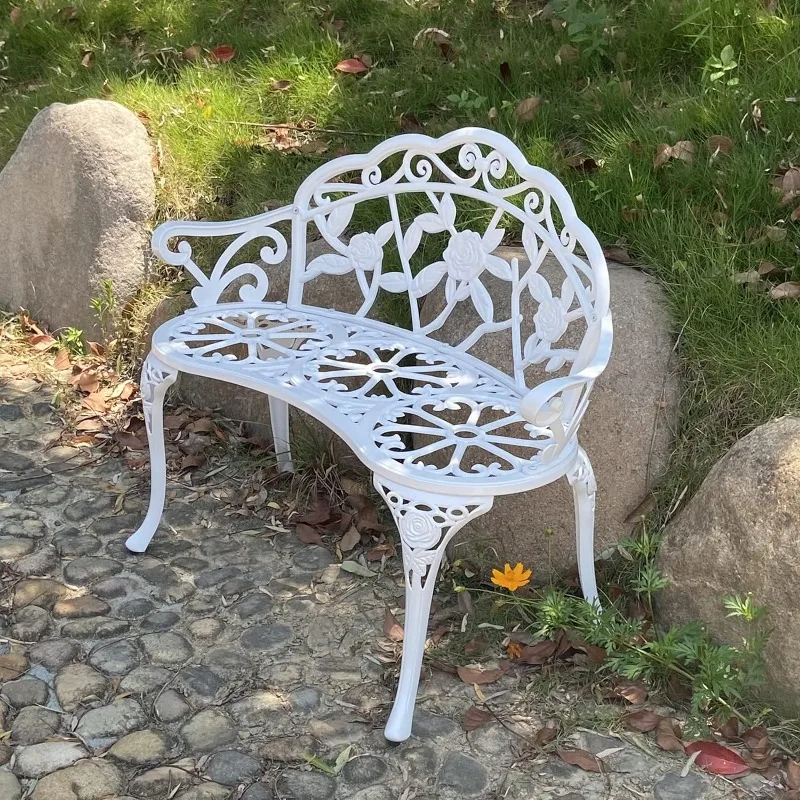 Garden Bench, Metal Aluminum Rose, Suitable for Garden Porch Park Front Porch Balcony Outdoor (Bronzed)