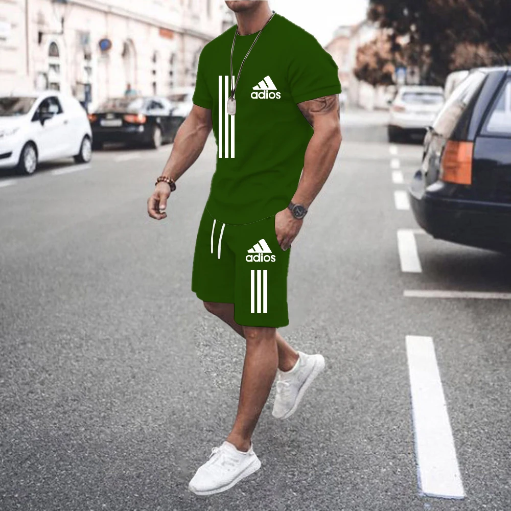2024 Fashion Men\'s Tracksuit Short Sleeve T-shirt and Tracksuit shorts Summer Casual Jogger Suit Men\'s two-piece suit