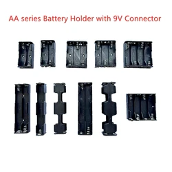 AA Battery Holder with 9V Connector 3V 6V 9V 12V for 2X 3X 4X  8X AA Batteries Black Plastic Storage Box Case Dual Layers