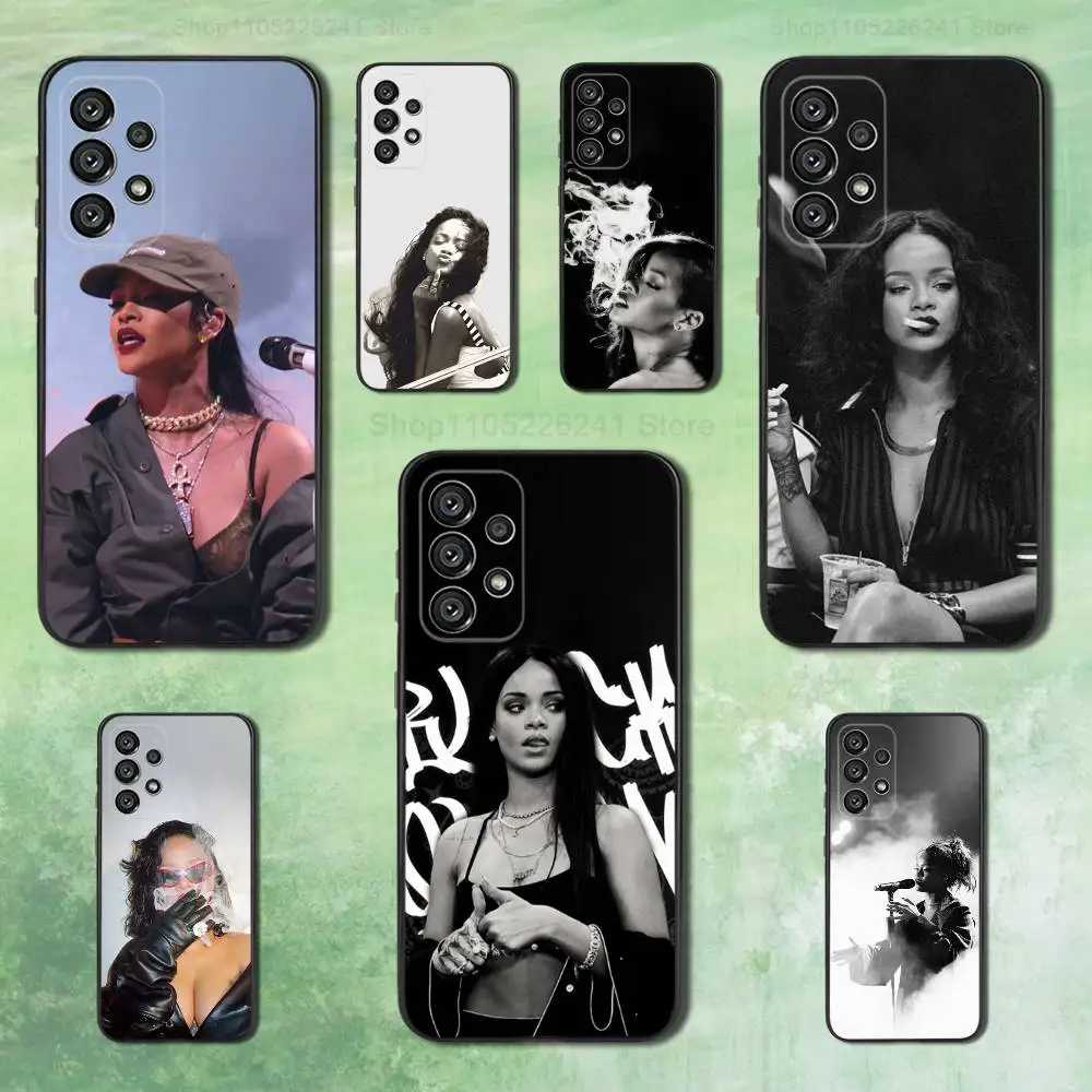 Singer R-RIHANNA-ES Cool For Samsung Galaxy A53,31,52,72,41,22,73,32,71,Note,J7,8,9,5G Soft Black Silicone Phone Case