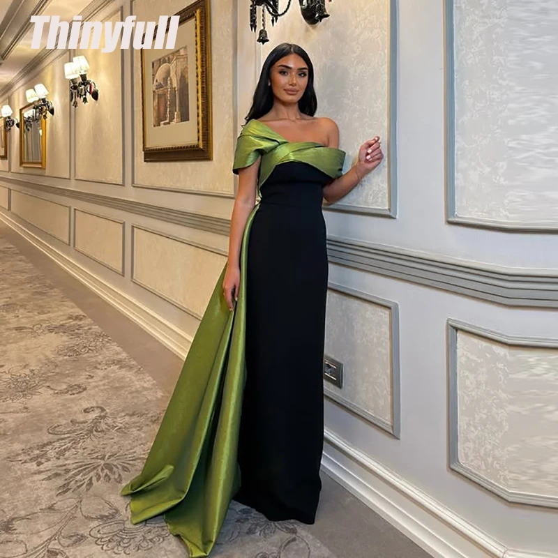 

vThinyfull Mermaid Satin Prom Dresses Off Shoulder Sleeveless Evening Gown Long Dubai Formal Dress robes de soirée Customized
