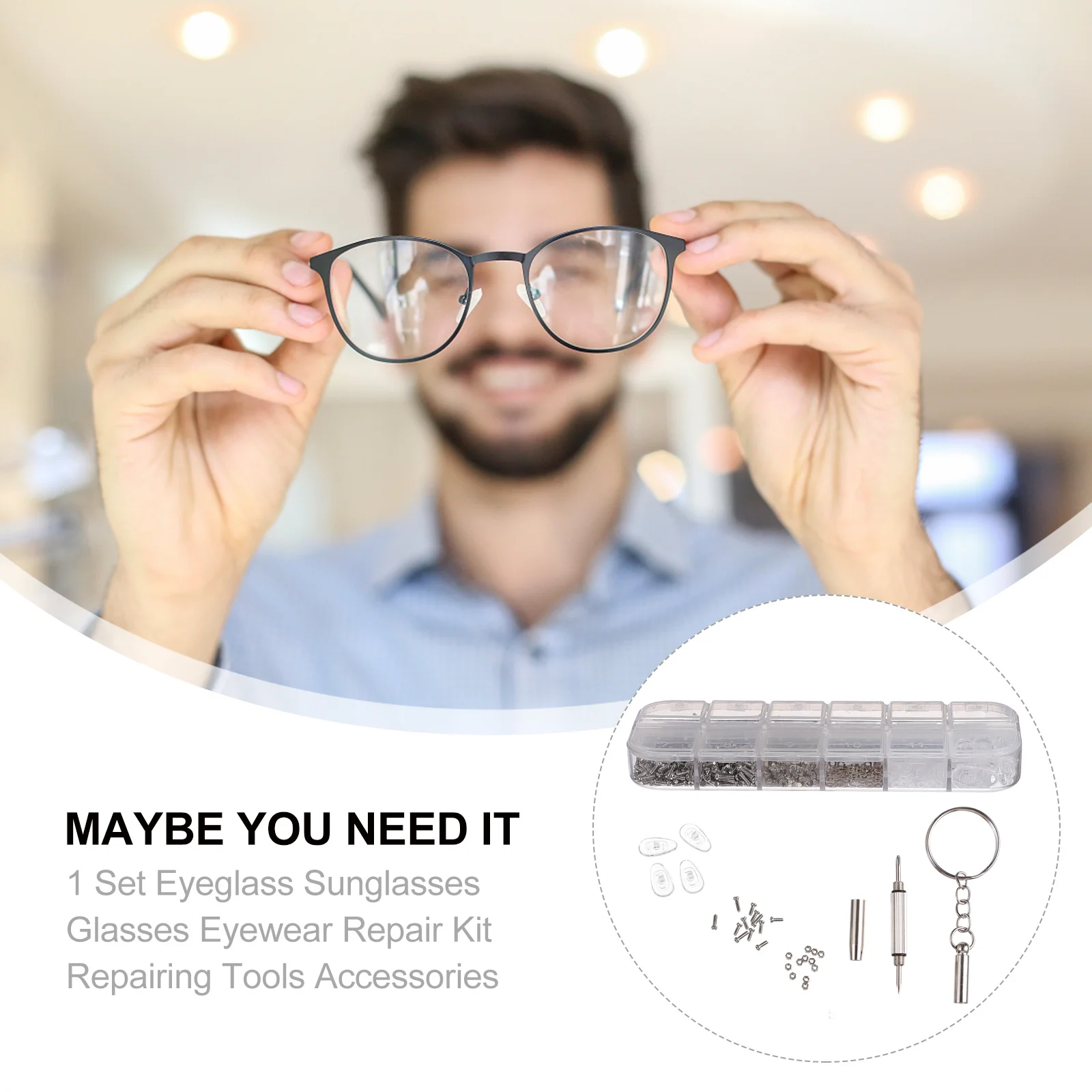 

1100Pcs Glasses Screws Repair Kit Small Portable Eyeglasses Sunglasses Repair Tools Stainless Steel Storage Box Screwdriver