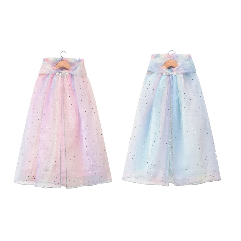 

Princess Cape Cloaks for Little Girls Cosplay Party Christmas Halloween Costume Glitter Star Sequins Cloak Tulle Dropshipping