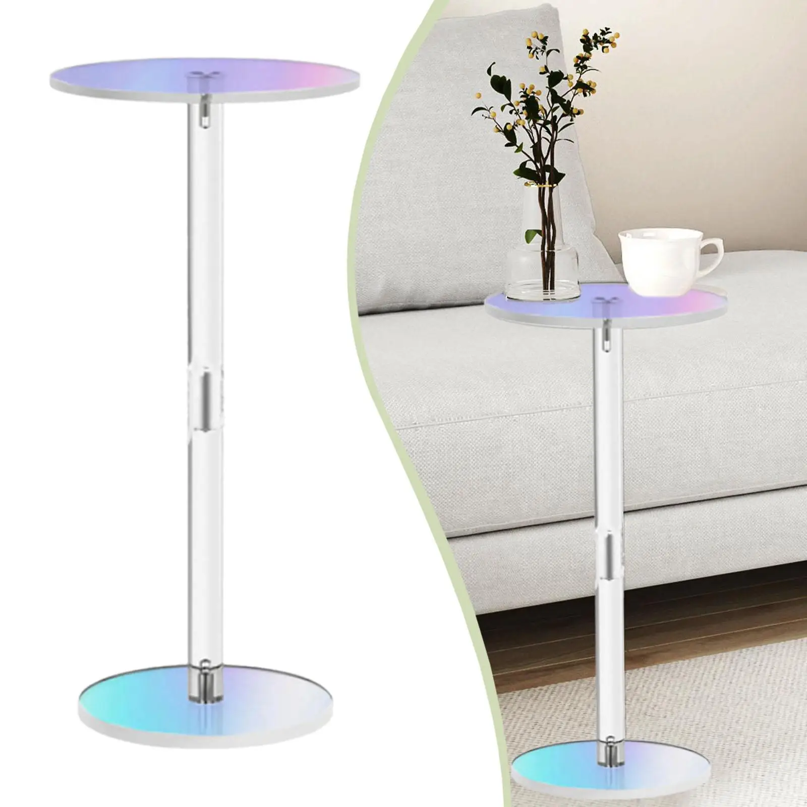 Minimalist Acrylic Drink Table Portable Round Auxiliary Side Table Designed for Sofa or Bedside Use
