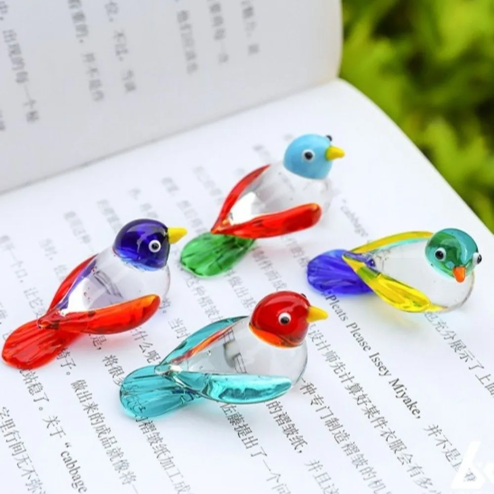 New Transparent Glass Bird Figurine Handmade Home Decoration Animal Statue Mini Decorative Figurine