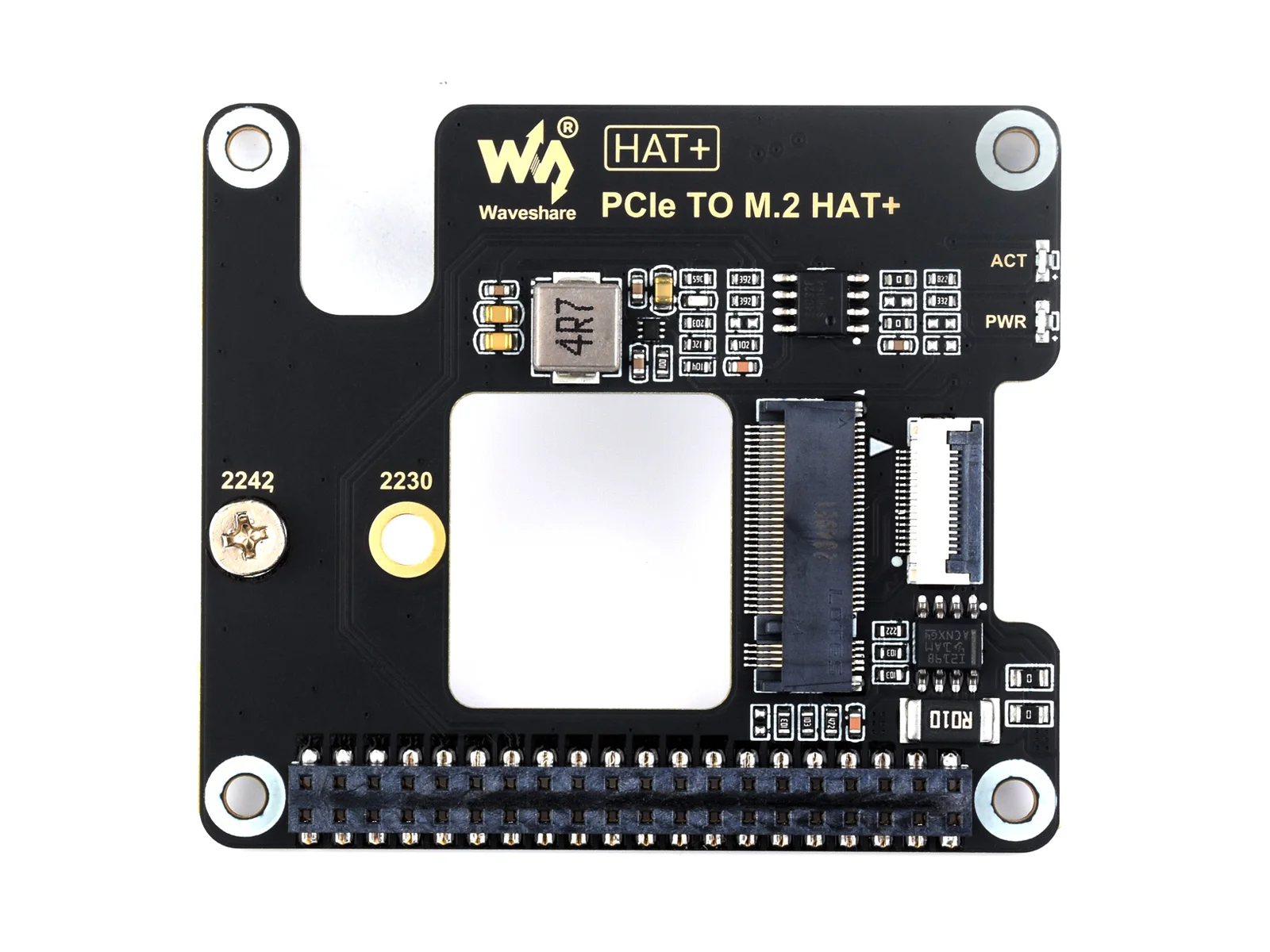 Waveshare PCIe To M.2 Adapter for Raspberry Pi 5, Supports NVMe Protocol M.2 Solid State Drive, Options for 128GB/256GB SSD