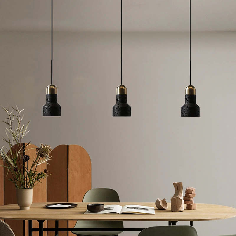 Creative Nordic Style Black Hole Stone Single-Head Droplight Modern Dark Color Black Restaurant Bar Atmosphere Pendent Lamp