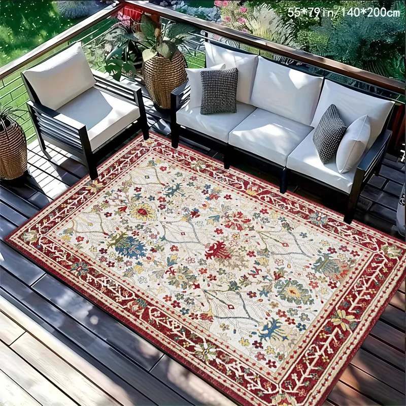 Persian Style Fluffy Area Rug Thickened Faux Cashmere Anti-Slip Soft Touch Large Carpet for Living Room Bedroom Home Decor