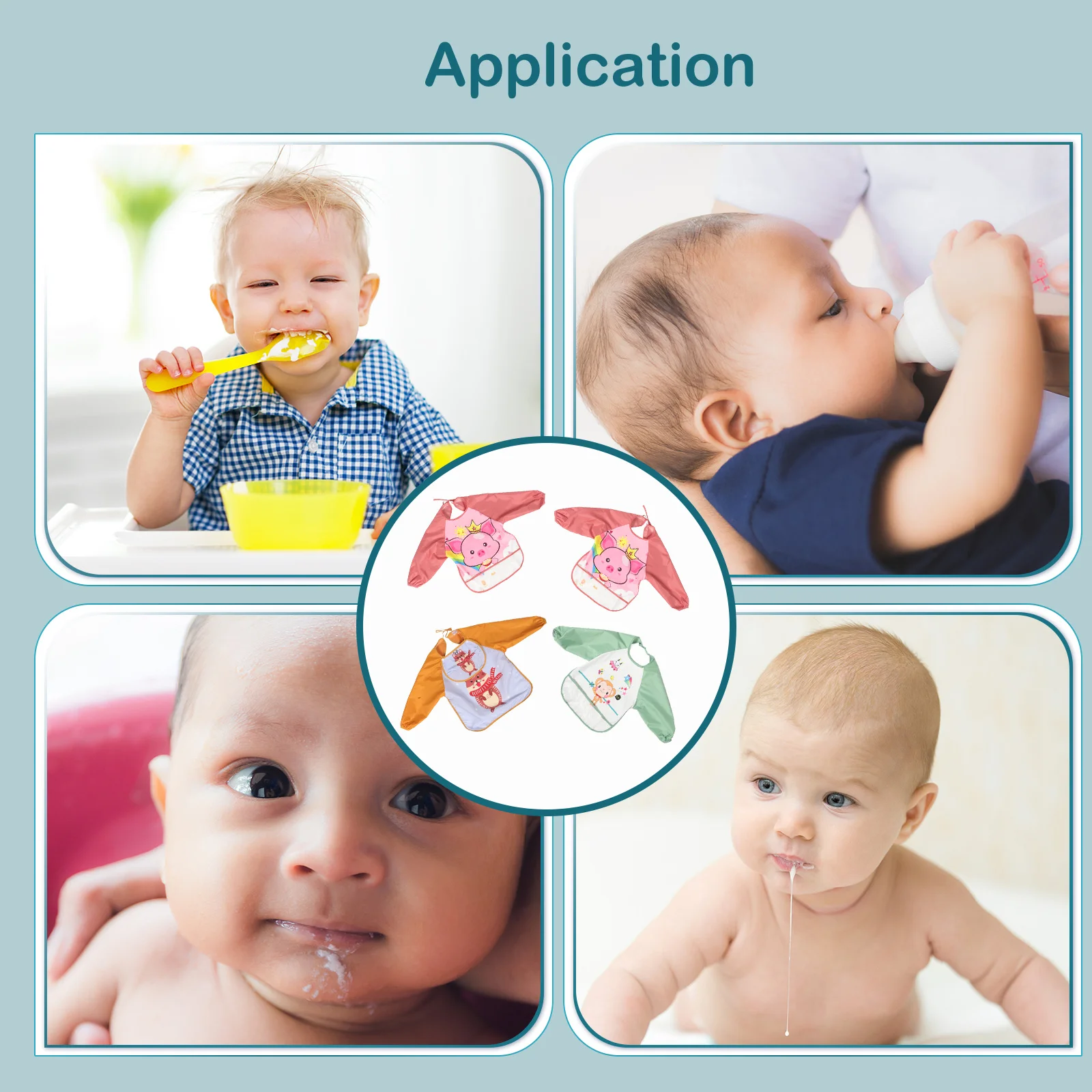 4 قطعة مريلة الطفل طويلة الأكمام مقاوم للماء اللوحة سموك للأطفال 0-2 سنة جيوب وجبة خفيفة تخزين سهلة نظيفة الفن الحرفية ارتداء #1