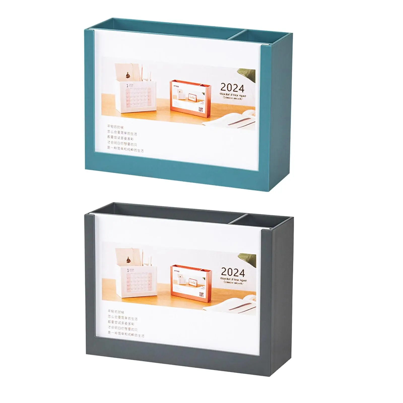 2024 Pen Holder Desk Calendar Storage Box Standing for Classroom Pen Rulers