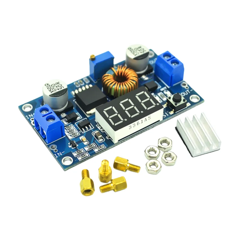 5A high-power 75W DC-DC adjustable buck-boost power supply module with voltmeter display