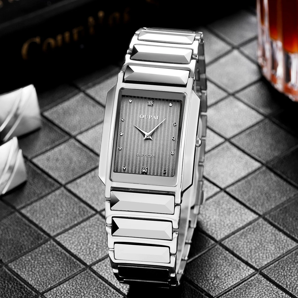 JS часы из нержавеющей стали с квадратным циферблатом, мужские кварцевые часы с сапфировым стеклом и цифрами, деловые простые часы для отдыха