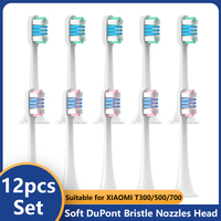 10pcs Replacement for XIAOMI T300/500/700 Brush Heads Onic Electric Toothbrush Soft Bristle Nozzles with Caps Sealed Package