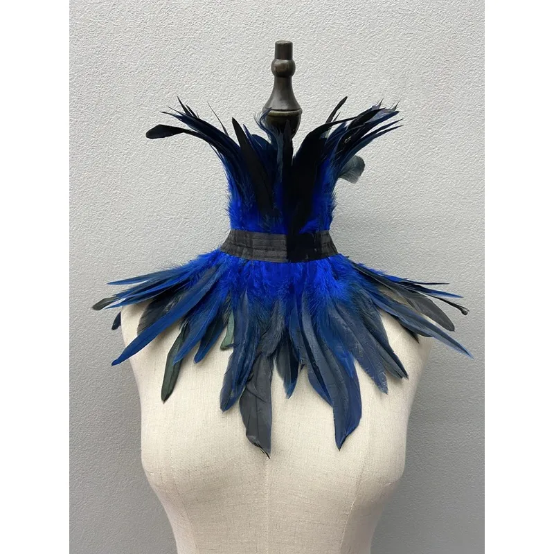 ريشة المختنق الأسود القوطية الملابس والاكسسوارات الفاخرة شال فرو حفلة تأثيري ريشة وشاح المرأة هالوين ديكور ريشة وشاح