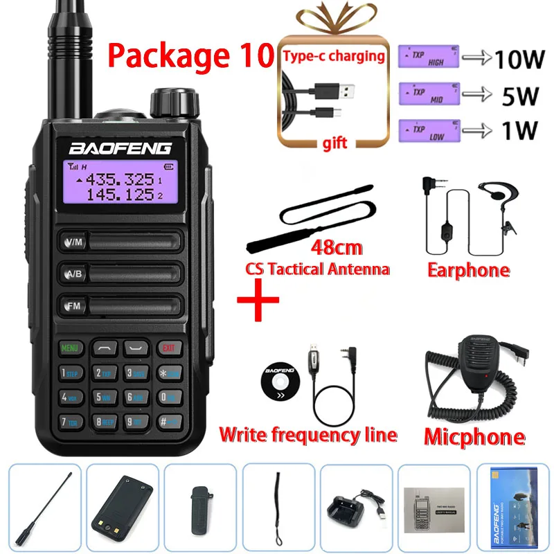 BAOFENG UV-16 برو V2 بروميت 10 واط قوية جهاز الإرسال والاستقبال المحمولة مع UHF VHF المزدوج الفرقة طويلة المدى لاسلكي تخاطب راديو اتجاهين